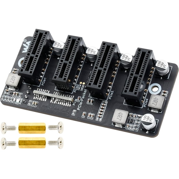 Extended 4-CH PCIe Gen 2 x1 Expander,Driver-Free, Plug & Play,Powered from PCIe 12V or from 12V DC Header,Not Support Connect PC Directly