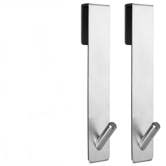 Extended (7-Inch) Over Door Hooks for Bathroom Frameless Glass Shower Door, Towel Hooks, 2-Pack, Silver