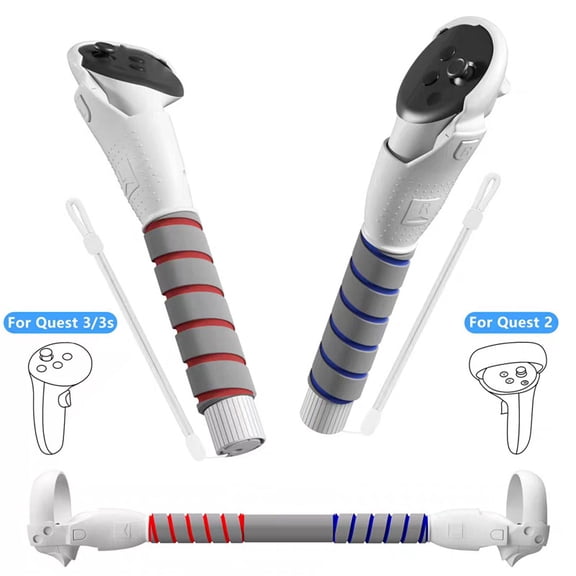 Extended Arm Grips for Quest 2 & Quest 3/3S Controllers Ergonomic VR Handle Extensions, Lightweight NonSlip Design for Immersive Gameplay