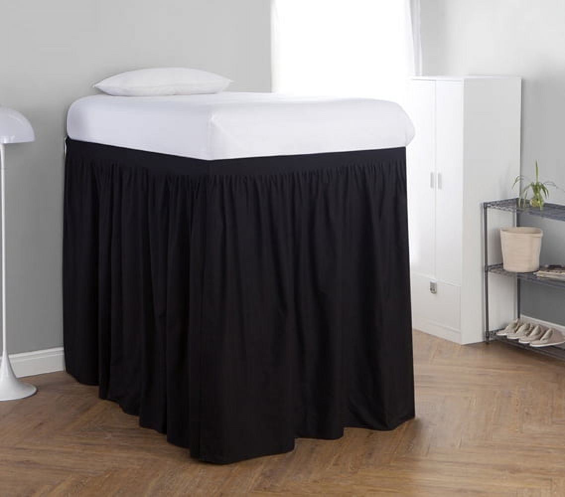 Extended Bed Skirt Twin XL (3 Panel Set) Black