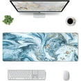 thumbnail image 1 of Extended Blue Gold Marble Gaming Mouse Pad XXL with Stitched Edges, Long Large Full Keyboard Desktop Mat XL Protector for Office Laptop Computer PC（31.5x11.8x0.12in）, 1 of 6