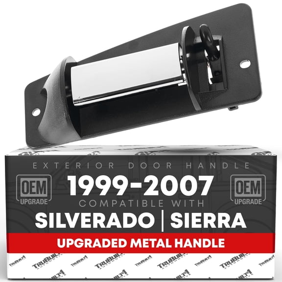 T1A Extended Cab Rear Driver Door Handle, Upgraded Metal - Compatible with 1999-2006 Chevrolet Silverado 1500 2500 3500 HD; 99-06 GMC Sierra 1500 2500 3500 HD - Chrome, Black - OEM 15758172, 79100