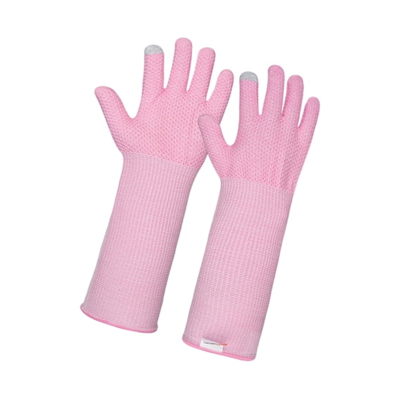 Extended Cuff Grooming Gloves for Handling with Five-Finger Flexibility, Support, Scratch Defense Barrier