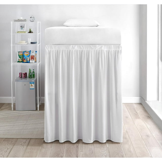 Extended Dorm Sized Bed Skirt Panel With Ties (1 Panel) White (For