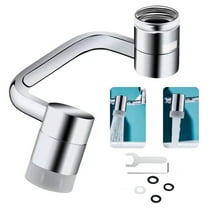 Extended Faucet Head, C Arm Faucet Aerator, 1080 Degree Rotation, 2 Water Outlet, 55/64” Female Thread, for Bathroom Kitchen Bar Outdoor, 1 Pcs