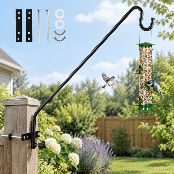 Extended Fence Deck Hook Rail Heavy Duty Bird Feeder Adjustable Plant Bracket For Feeders Planters Suet Baskets Lanterns Wind Chi