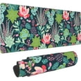 thumbnail image 1 of Extended Floral Gaming Mouse Pad, Succulent XL Large Mousepad with Stitched Edges, Cute Big Long Cactus Desk Mat for Desktop, Keyboard, Laptop and Computer for Women Office, (Green, 31.5*11.8 inches), 1 of 6