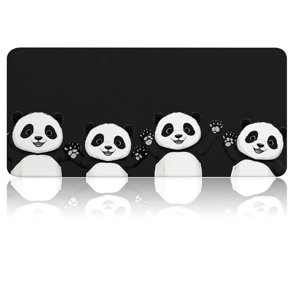 Extended Gaming Mouse Pad, 35.4"x15.7" Cute Pandas Desk Mat for Keyboard and Mouse, Non-Slip Water-Resistant