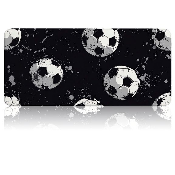 Extended Gaming Mouse Pad, 35.4"x15.7" Soccer Balls Desk Mat for Keyboard and Mouse, Non-Slip Water-Resistant
