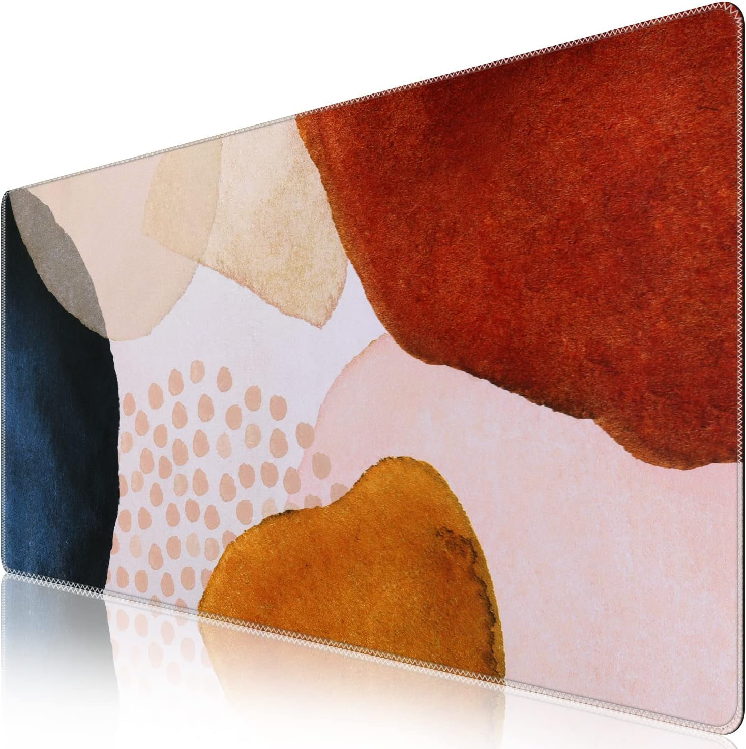 Extended Gaming Mouse Pad - 35.4x15.7 Inch, Large 3mm Non-Slip Rubber Base, Stitched Edges, Waterproof Keyboard Mouse Mat Desk Pad, Color Block Design for Work, Game, Office, Home