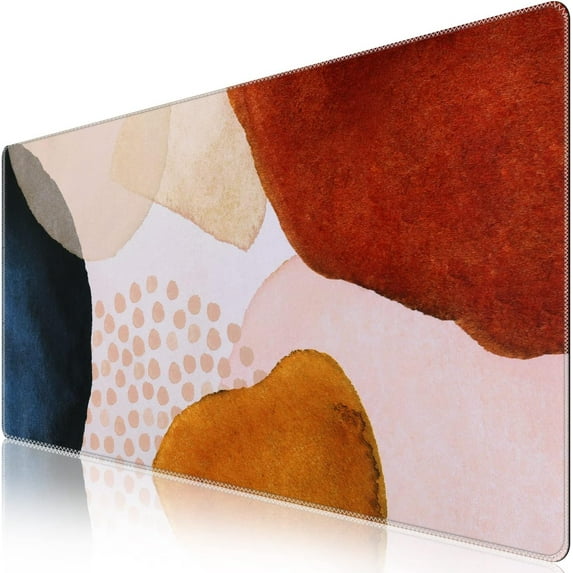 Extended Gaming Mouse Pad (35.4x15.7 in), Large 3mm Non-Slip Rubber Base Mousepad with Stitched Edges, Waterproof Keyboard Mouse Mat Desk Pad for Work, Game, Office, Home-Color Block