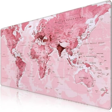 Extended Gaming Mouse Pad (35.4x15.7 in), Large 3mm Non-Slip Rubber Base Mousepad with Stitched Edges, Waterproof Keyboard Mouse Mat Desk Pad for Work, Game, Office, Home - Pink World