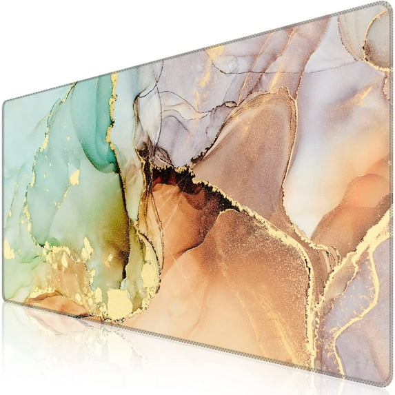 Extended Gaming Mouse Pad (35.4x15.7 in), Large 3mm Non-Slip Rubber Base Mousepad with Stitched Edges, Waterproof Keyboard Mouse Mat Desk Pad for Work, Game, Office, Home - Abstract Art