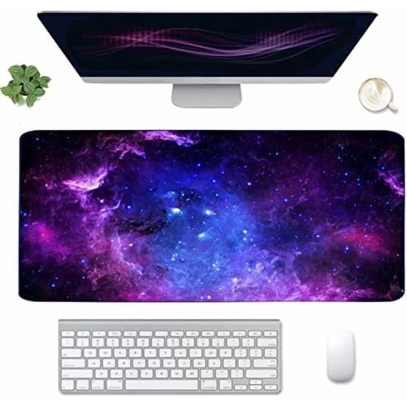 Extended Gaming Mouse Pad(35.4x15.7 in), Large Desk Pad Laptop Computer Keyboard Mat Waterproof Desk Decor Writing Pad for Work, Game, Office, Home - Galactic