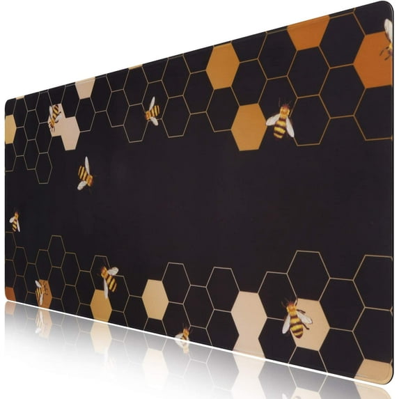 Extended Gaming Mouse Pad (35.4x15.7 in), Large Non-Slip Rubber Base Mousepad with Stitched Edges, Waterproof Keyboard Mouse Mat Desk Pad for Work, Game, Office, Home - Honeycomb