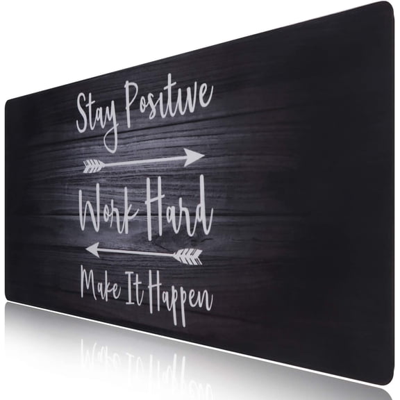 Extended Gaming Mouse Pad (35.4x15.7 in), Large Non-Slip Rubber Base Mousepad with Stitched Edges, Waterproof Keyboard Mouse Mat Desk Pad for Work, Game, Office, Home - Stay Positive