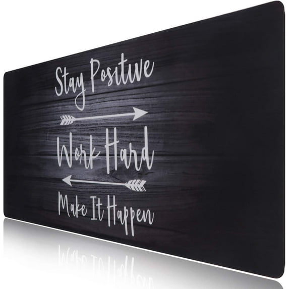 Extended Gaming Mouse Pad (35.4x15.7 in), Large Non-Slip Rubber Base Mousepad with Stitched Edges, Waterproof Keyboard Mouse Mat Desk Pad for Work, Game, Office, Home - Stay Positive