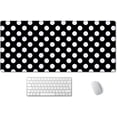 thumbnail image 1 of Extended Gaming Mouse Pad (35.4x15.7 in), Large Stable Rubber Base Mousepad with Stitched Edges, Keyboard Mouse Mat Desk Pad for Work, Game, Office, Home - Black and White Polka Dot, 1 of 6