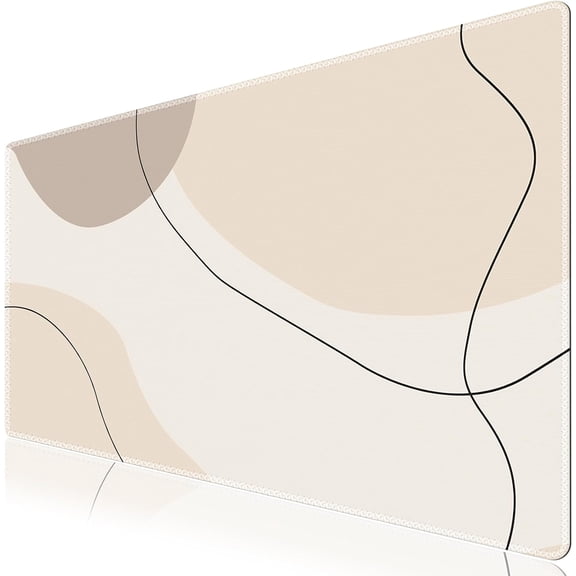 Extended Gaming Mouse Pad (35.4x15.7 in), Large Stable Rubber Base Mousepad with Stitched Edges, Keyboard Mouse Mat Desk Pad for Work, Game, Office, Home-Brown Art Modern
