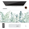 thumbnail image 1 of Extended Gaming Mouse Pad (35.4x15.7 inch 3mm Thick), Soft Cute Extra Large XXL Waterproof Thicken Desk Mouse Keyboard Mat with Non-Slip Rubber Base & Stitched Edges, Green Plants, 1 of 6