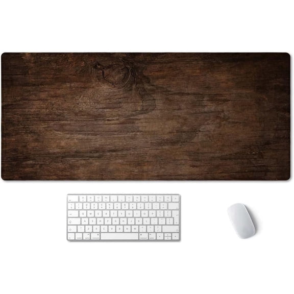Extended Gaming Mouse Pad (35.5x15.7 in), Large Non-Slip Rubber Base Mousepad with Stitched Edges, Waterproof Keyboard Mouse Mat Desk Pad for Work, Game, Office, Home - Texture of Bark Wood