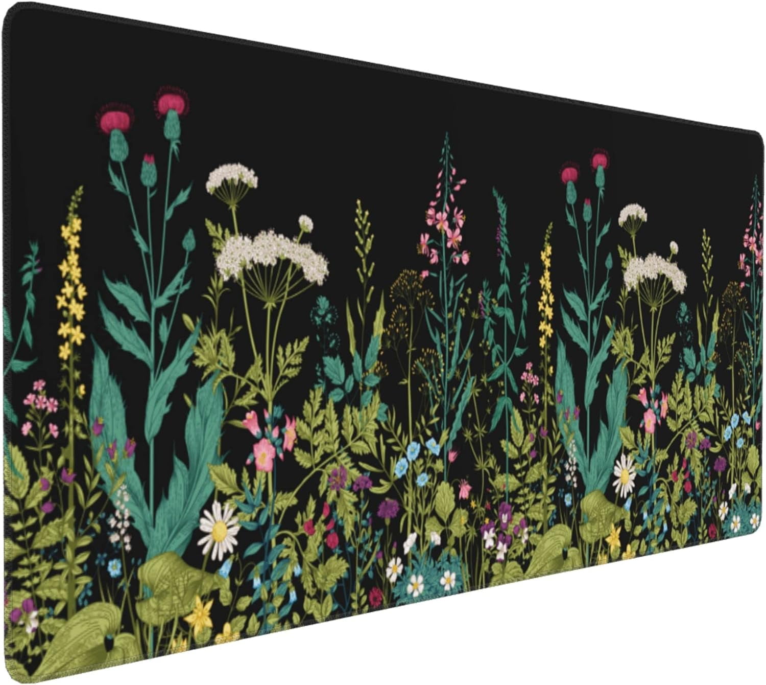 Extended Gaming Mouse Pad (35.5x16 in), Stable Rubber Base Large Mouse pad with Stitched Edges, Keyboard Mouse Mat Desk Pad for Work, Game, Office, Home \u2013 Weeds