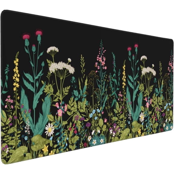 Extended Gaming Mouse Pad (35.5x16 in), Stable Rubber Base Large Mouse pad with Stitched Edges, Keyboard Mouse Mat Desk Pad for Work, Game, Office, Home \u2013 Weeds