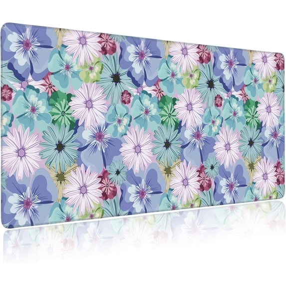 Extended Gaming Mouse Pad Colorful Vintage Tropical Flower Large Mousepad with Stitched Edges,Anti-Slip Rubber Base Keyboard Mouse Mat Desk Pad for Gaming Home Office 35.4 x 15.7 inches
