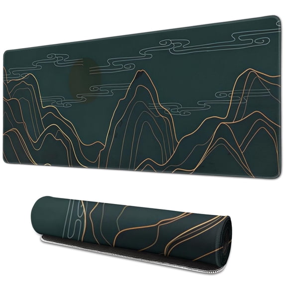 "Extended Gaming Mouse Pad Featuring Aesthetic Mountain Artwork: Large 31.5x11.8 Inch, Stable Rubber Base, Stitched Edges for Work, Game & Office"