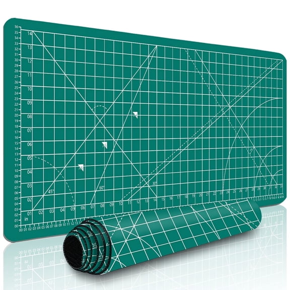 Extended Gaming Mouse Pad with Grid Lines 30x80cm Large Keyboard Mat for Desk, Non-Slip Crafting Cutting Mat for Sewing, Art Projects, and Office Work