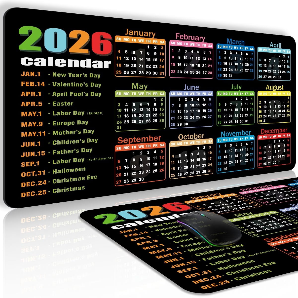 Extended Gaming Mouse Pad Happy New Year 2026 Calendar Design XL Extended Gaming Mouse Pad Happy New Year 2026 Calendar Design XL XXL PC Desktop Keyboard Pad For Home And Office 93c667bc 851f 4fd5 9ac0 