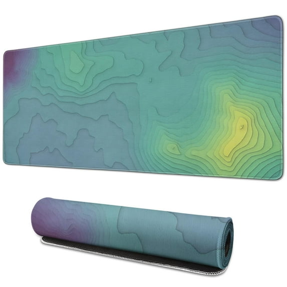 Extended Gaming Mouse Pad, Japanese Blue Wave XL, Non-Slip Rubber Base, Stitched Edge Desk Pad, 31.5 x 11.8 Inch