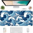 thumbnail image 1 of Extended Gaming Mouse Pad, Japanese Blue White Wave Mousepad, XL Large Mouse Mat Desk Pad 31.5*11.8 Inch, Waterproof Anime Mouse Pad with Stitched Edges and Non-Slip Base for Office Gaming, 1 of 6