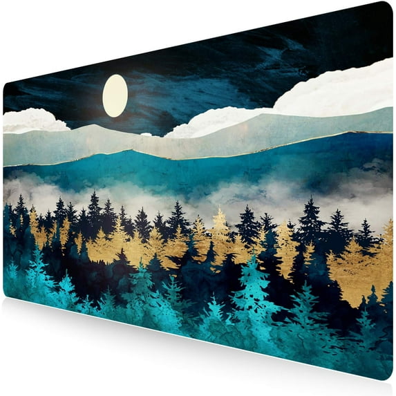 Extended Gaming Mouse Pad Large Desk Mat XXL 35.4x15.7in Mouse Pad Non-Slip Rubber Base Keyboard Pad Waterproof Desktop Mat for Laptop Computer Work Game Home Office-Forest