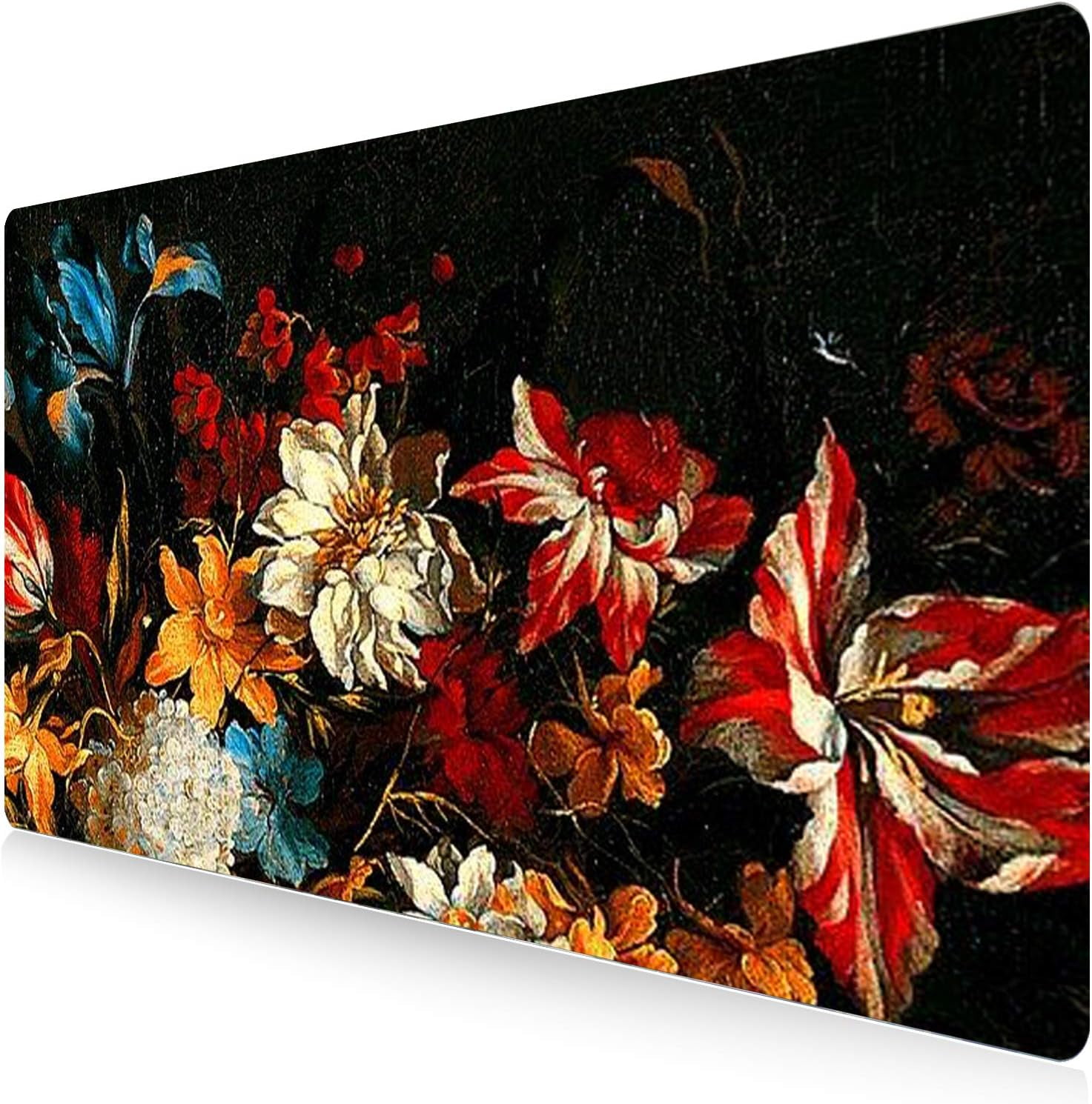 Extended Gaming Mouse Pad Large Desk Mat XXL 35.4x15.7in Mouse Pad Non-Slip Rubber Base Keyboard Pad Waterproof Desktop Mat for Laptop Computer Work Game Home Office-Painting Flower