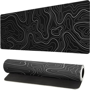 Extended Gaming Mouse Pad, Large Gaming Mouse Waterproof with Stitched Edges, Non-Slip Desktop Pad for Home and Office, Level Up Your 31.5x11.8 Inch… (Black Topographic)