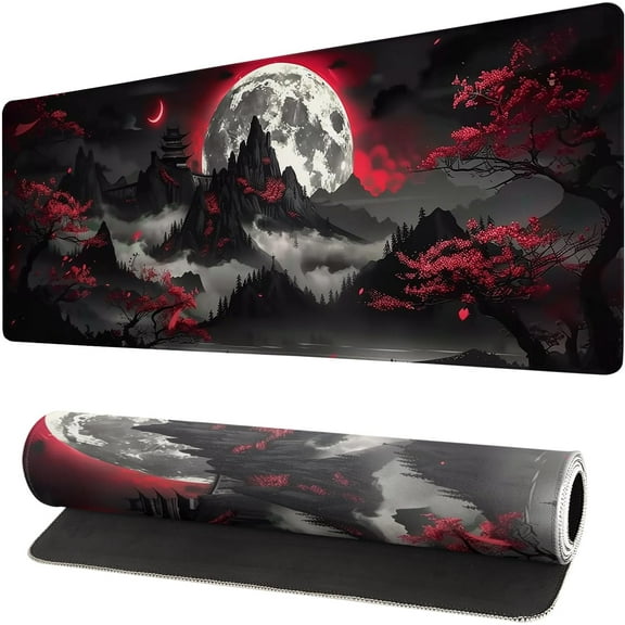 Extended Gaming Mouse Pad, Large Gaming Mouse Waterproof with Stitched Edges, Non-Slip Desktop Pad for Home and Office, Level Up Your 31.5x11.8 Inch\u2026 (Dark Night)