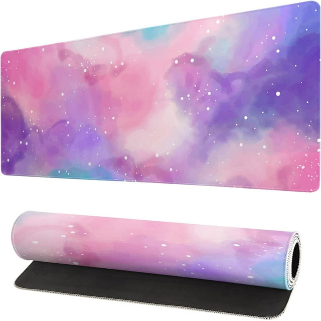 Extended Gaming Mouse Pad, Large Gaming Mouse Waterproof with Stitched Edges, Non-Slip Desktop Pad for Home and Office, Level Up Your 31.5x11.8 Inch\u2026 (Iridescent Cloud)