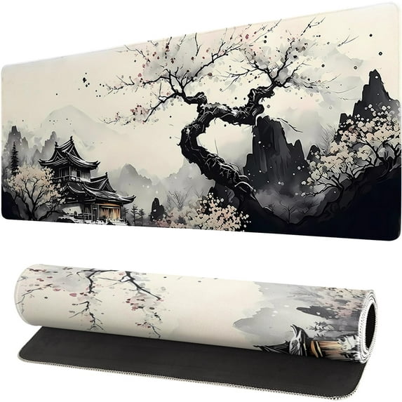 Extended Gaming Mouse Pad, Large Gaming Mouse Waterproof with Stitched Edges, Non-Slip Desktop Pad for Home and Office, Level Up Your 31.5x11.8 Inch\u2026 (wash Painting)