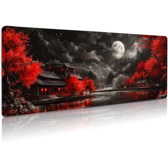 Extended Gaming Mouse Pad, Large Mouse Mat 3 mm Nature Rubber Base Mousepad with Stitched Edges, Non-Slip Desk Mat for Office Home Great Gift 31.5x11.8 Inch (Dark Canyon 4)