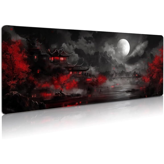 Extended Gaming Mouse Pad, Large Mouse Mat 3 mm Nature Rubber Base Mousepad with Stitched Edges, Non-Slip Desk Mat for Office Home Great Gift 31.5x11.8 Inch (Dark Canyon 3)