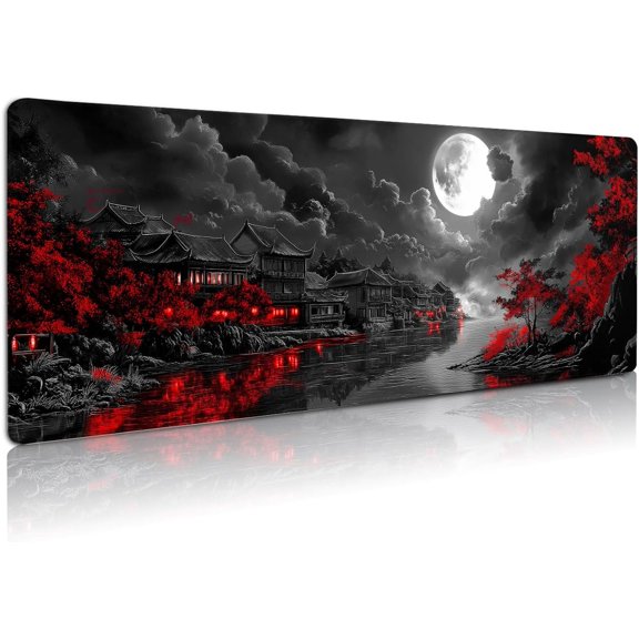 Extended Gaming Mouse Pad, Large Mouse Mat 3 mm Nature Rubber Base Mousepad with Stitched Edges, Non-Slip Desk Mat for Office Home Great Gift 31.5x11.8 Inch (Dark Canyon 6)