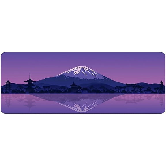 Extended Gaming Mouse Pad, Large Mouse Mat Desk Pad, Big Computer Keyboard Mousepad, 3mm Thick Long Non-Slip Rubber Base, 31.5 X 11.8 Inch (Mount Fuji Purple)