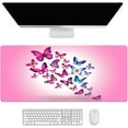 thumbnail image 1 of Extended Gaming Mouse Pad Large Mouse Pads Computer Keyboard Mouse Mat Rubber Base Stitched Edges Desk Pad Decor 35.4''''x15.7''''(Pink Butterflies), 1 of 6