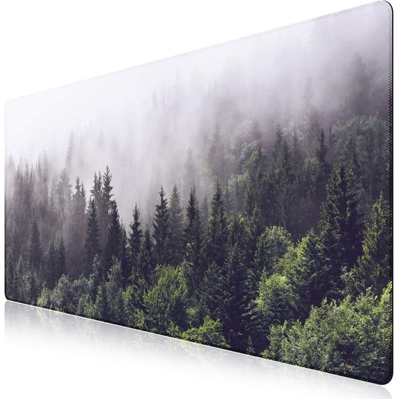 Extended Gaming Mouse Pad, Large Non-Slip Rubber Base Mousepad with Stitched Edges, Waterproof Keyboard Mouse Mat Desk Pad for Work, Game, Office, Home - Forest (Extended X-Large)31.5x 15.7