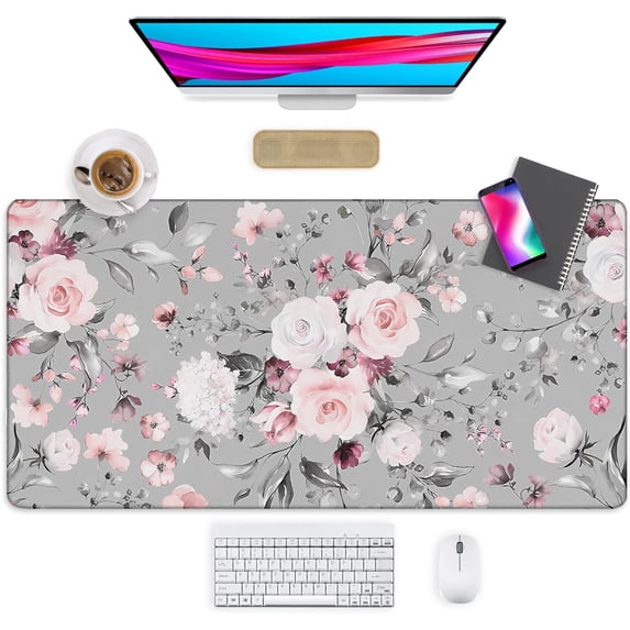 Extended Gaming Mouse Pad, Large Non-Slip Rubber with Stitched Edges Tea Rose Mousepad for Computer, Laptop, Office, Home - (47.3x23.6 in)