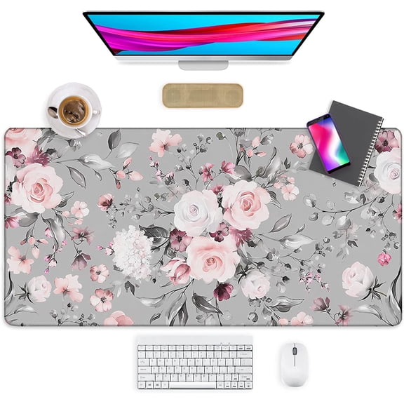 Extended Gaming Mouse Pad, Large Non-Slip Rubber with Stitched Edges Tea Rose Mousepad for Computer, Laptop, Office, Home - (47.3x23.6 in)