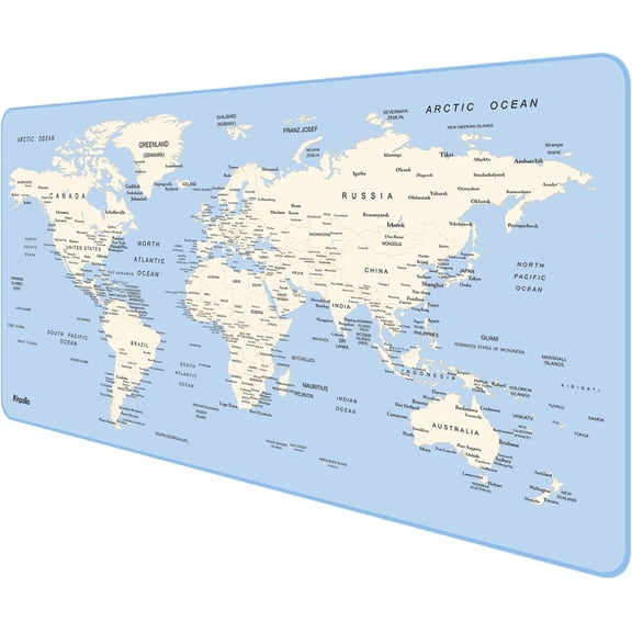Extended Gaming Mouse Pad Large Size 35.4x15.7x0.12inches Anti-Fray Stitched Edges XXL Mousepad Desk Mat for Gamer Computer PC Keyboard and Mouse, World Map