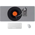 thumbnail image 1 of Extended Gaming Mouse Pad Mat Large Desk Mat Non Slip Rubber Base Computer Desktop Laptop Keyboard Mouse Mat Stitched Edges, 35.5x15.7 in XXL Mousepad for Work Game, Retro Vintage Vinyl Record, 1 of 6
