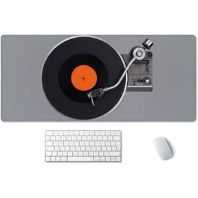 Extended Gaming Mouse Pad Mat Large Desk Mat Non Slip Rubber Base Computer Desktop Laptop Keyboard Mouse Mat Stitched Edges, 35.5x15.7 in XXL Mousepad for Work Game, Retro Vintage Vinyl Record